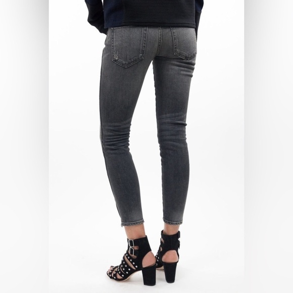 amo Twist Zip Distressed Skinny Ankle Jeans Smoke Grey 24 - Picture 7 of 12